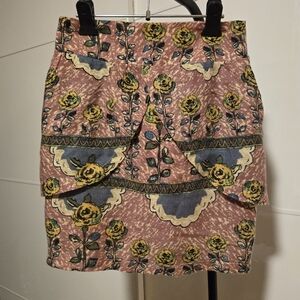Floral Jacquard Mini Skirt Size S